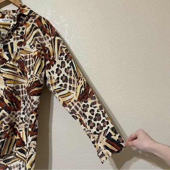 Equipment Silk Mixed Animal Print Long Sleeve Button Front Top Size Small Women - Picture 5 of 9